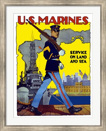 Framed U.S. Marines - Service on Land and Sea Print