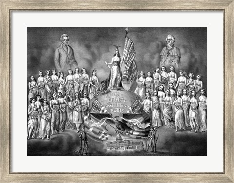 Framed God, Liberty and Constitutional Rights Print