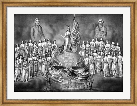 Framed God, Liberty and Constitutional Rights Print