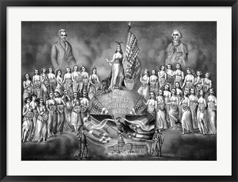 Framed God, Liberty and Constitutional Rights Print