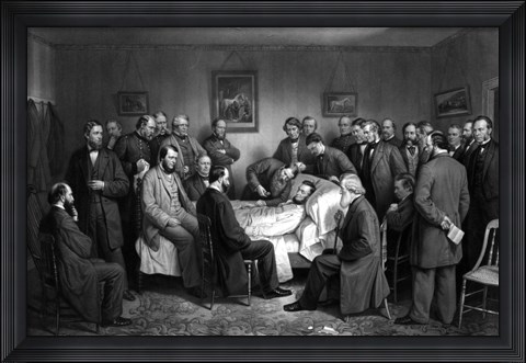 Framed President Abraham Lincoln on his Deathbed Print