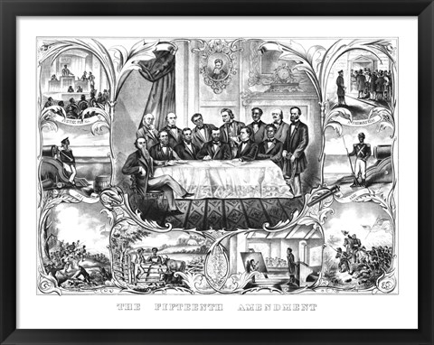 Framed President Ulysses Grant Signing the 15th Amendment Print