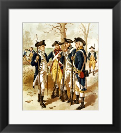 Framed Continental Army During the Revolutionary War Print