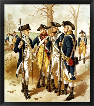 Framed Continental Army During the Revolutionary War Print