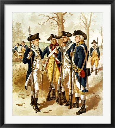 Framed Continental Army During the Revolutionary War Print