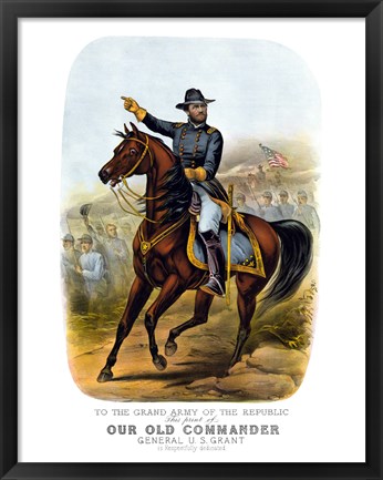 Framed General Ulysses S Grant on Horseback Print