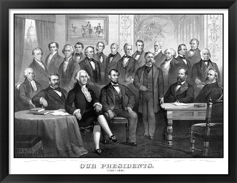 Framed First Twenty-One Presidents Seated Together in The White House Print