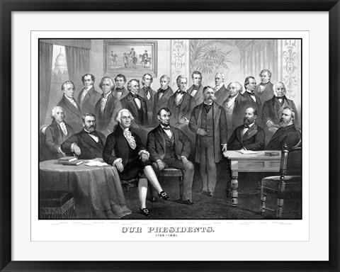 Framed First Twenty-One Presidents Seated Together in The White House Print