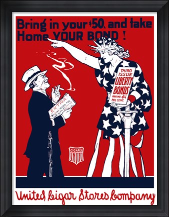 Framed United Cigar Bond Poster Print