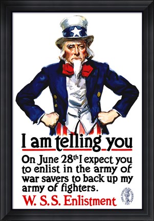Framed Uncle Sam Recruiting Poster from WWI Print