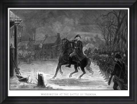 Framed George Washington at The Battle of Trenton Print