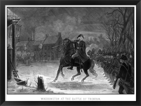 Framed George Washington at The Battle of Trenton Print