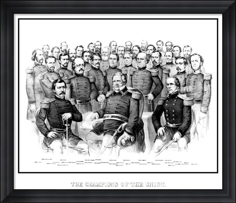 Framed Group Portrait of Early War Union Generals Print