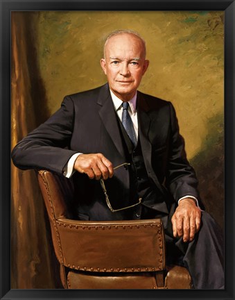 Framed President Dwight D Eisenhower Seated Print