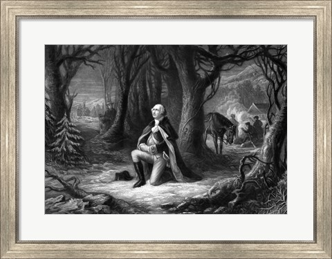 Framed General George Washington Praying at Valley Forge Print