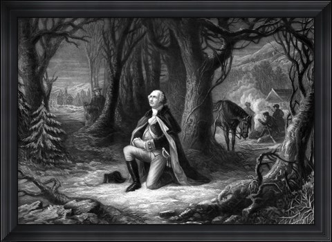 Framed General George Washington Praying at Valley Forge Print