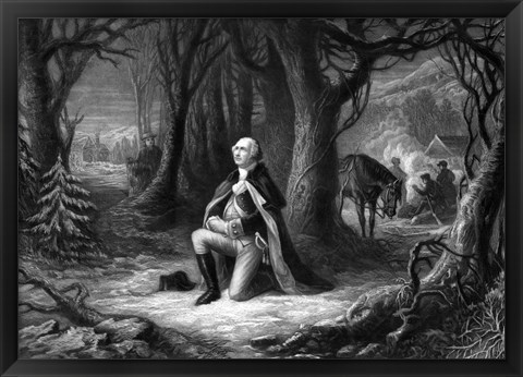 Framed General George Washington Praying at Valley Forge Print