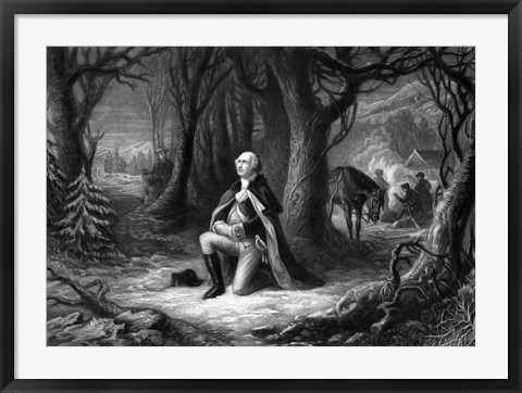 Framed General George Washington Praying at Valley Forge Print