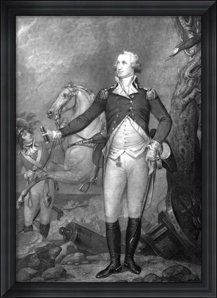 Framed General George Washington at The Battle of Trenton Print