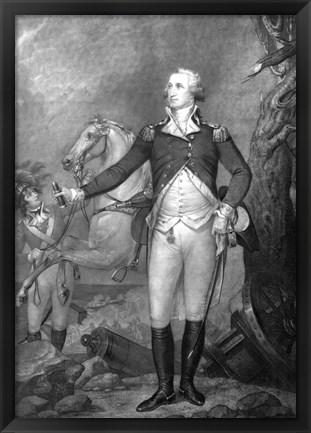 Framed General George Washington at The Battle of Trenton Print