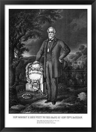 Framed General Lee Visiting the Grave of General Thomas Jackson Print