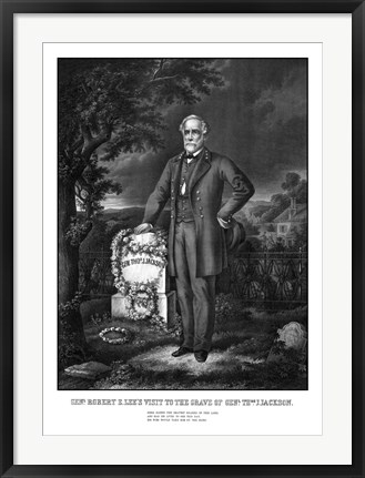 Framed General Lee Visiting the Grave of General Thomas Jackson Print