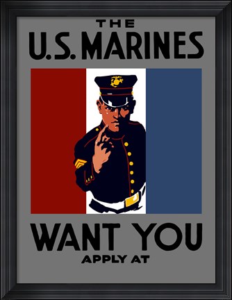 Framed U.S. Marines Want You Print