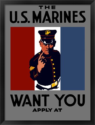 Framed U.S. Marines Want You Print