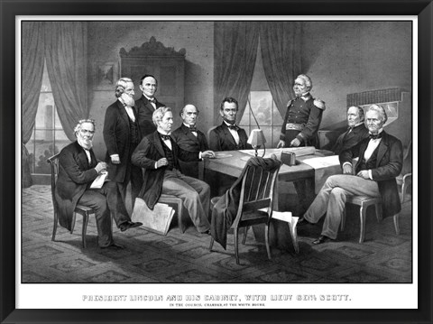 Framed President Abraham Lincoln and His Cabinet Print