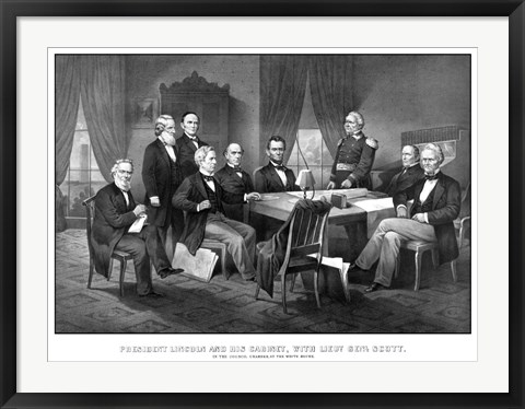 Framed President Abraham Lincoln and His Cabinet Print