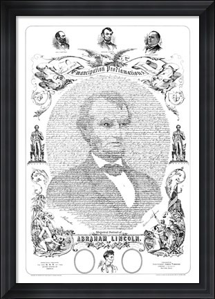 Framed Abraham Lincoln Formed from the Words of The Emancipation Proclamation Print