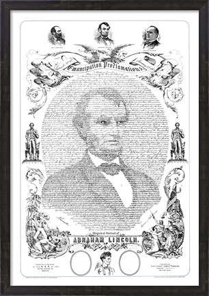 Framed Abraham Lincoln Formed from the Words of The Emancipation Proclamation Print