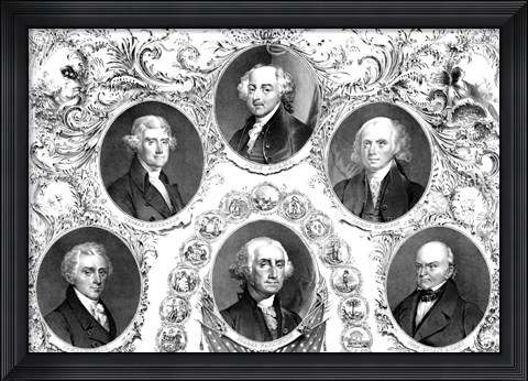 Framed First Six Presidents of The United States Print