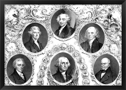 Framed First Six Presidents of The United States Print