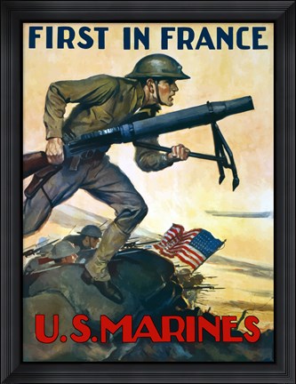Framed First in France - U.S. Marines Print