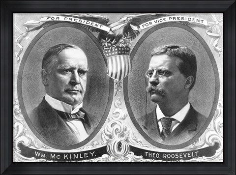 Framed McKinley &amp; Roosevelt Election Poster Print