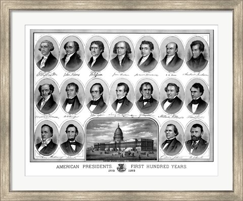 Framed American Presidents, First Hundred Years Print