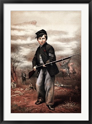 Framed Union Drummer Boy with Rifle Print