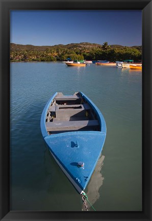 Framed Puerto Rico, Guanica, Bahia de la Ballena bay, boats Print