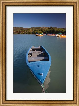 Framed Puerto Rico, Guanica, Bahia de la Ballena bay, boats Print