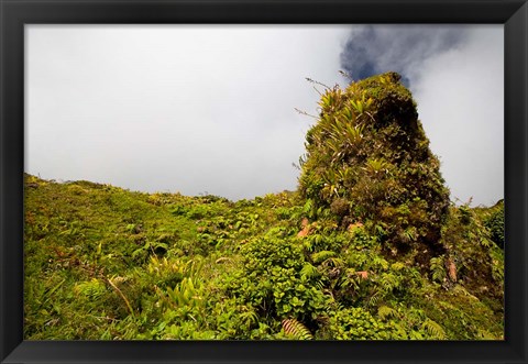 Framed Rim of Summit Crater on Mt Pelee, Martinique, French Antilles Print