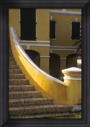 Framed Customs House exterior stairway, Christiansted, St Croix, US Virgin Islands Print
