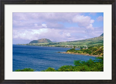 Framed Coastal, Roseau, St Kitts, Caribbean Print