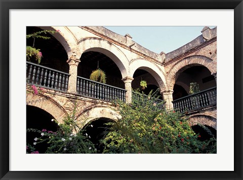 Framed Balcony with Flowers and Trees, Puerto Rico Print