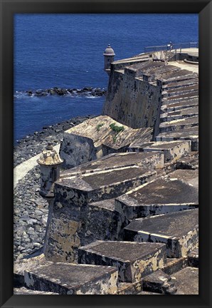 Framed Aerial view of El Morro Fort, Old San Juan, Puerto Rico Print