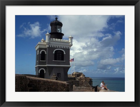 Framed Tower at El Morro Fortress, Old San Juan, Puerto Rico Print