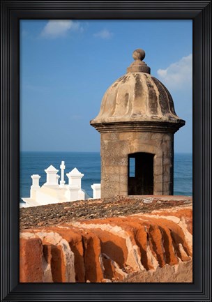 Framed Lookout tower at Fort San Cristobal, Old San Juan, Puerto Rico, Caribbean Print