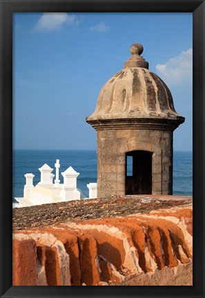 Framed Lookout tower at Fort San Cristobal, Old San Juan, Puerto Rico, Caribbean Print