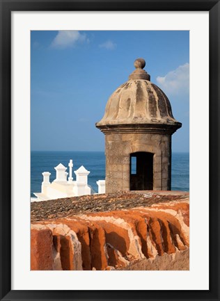 Framed Lookout tower at Fort San Cristobal, Old San Juan, Puerto Rico, Caribbean Print