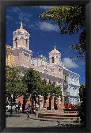 Framed Puerto Rico, San Juan Plaza in Old San Juan Print